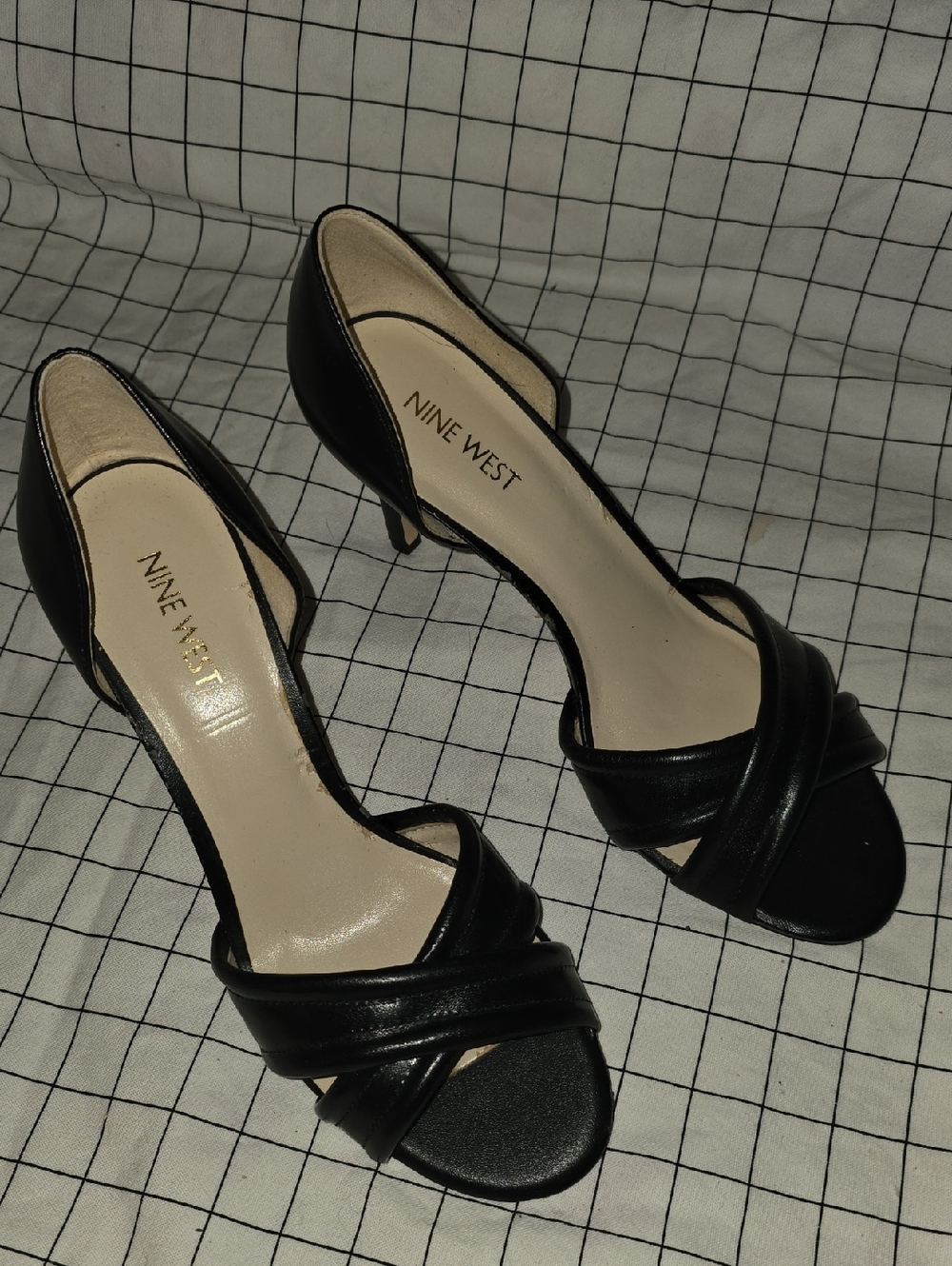 Nine West Black D'Orsay Crisscross Open-Toe Heels
